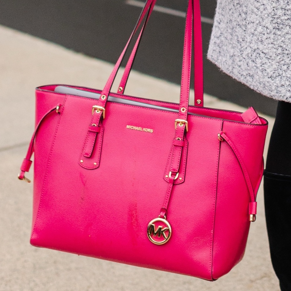 Michael Kors Fuchsia Voyager Large Tote Bag